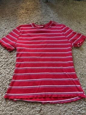 Charlotte Russe Women’s M Striped Red and White and Pink Short Sleeve Tee